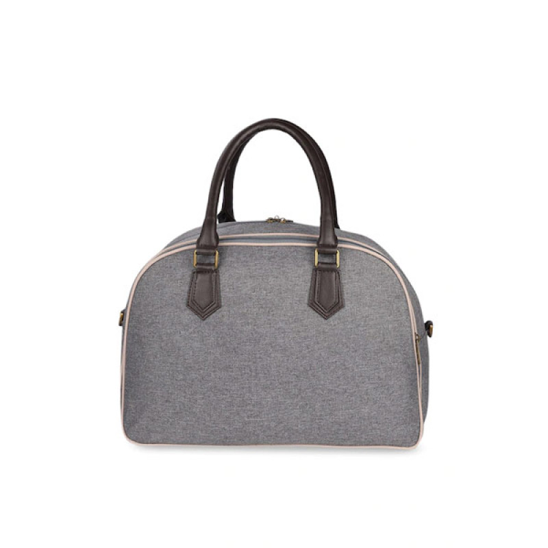 Grey Solid Tapestry Fabric Travel Duffle Bag