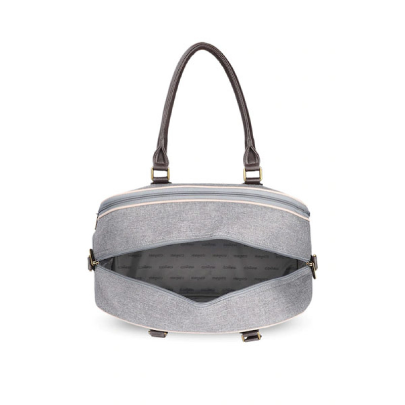 Grey Solid Tapestry Fabric Travel Duffle Bag